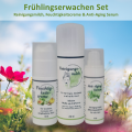 Frühlingserwachen Set Reinigungsmilch, Feuchtigkeitscreme 
& Anti-Aging Serum